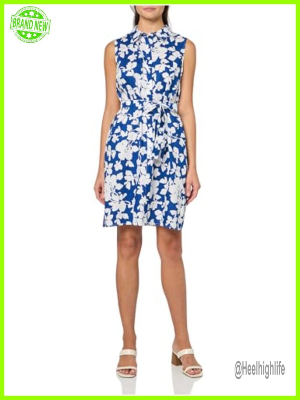 Sleeveless Collared Button Front Tie Waist Mini Shirt Dress